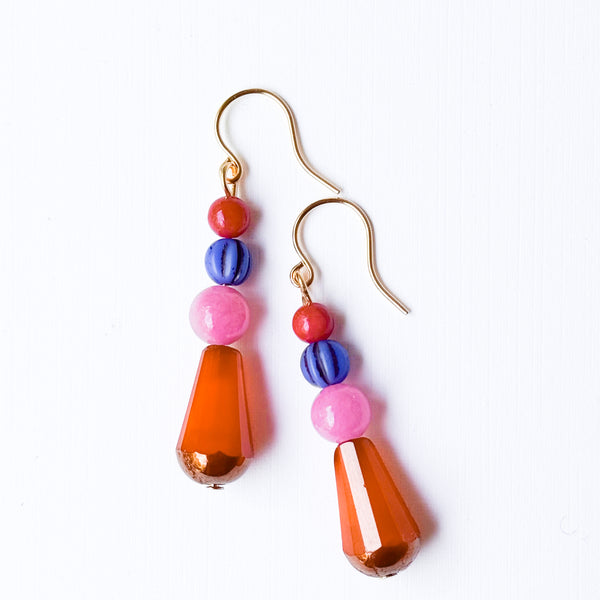 Czech Glass Drop Earrings | Colorful Artisan Jewelry