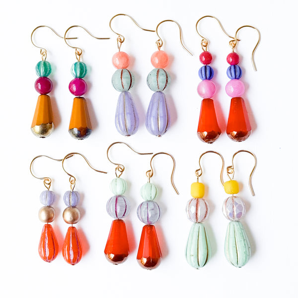 Czech Glass Drop Earrings | Colorful Artisan Jewelry