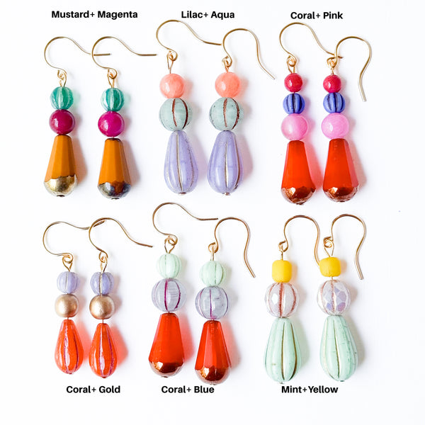Czech Glass Drop Earrings | Colorful Artisan Jewelry