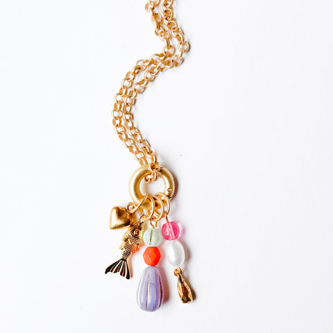 Long Beaded Charm Necklace | Interchangeable Charms