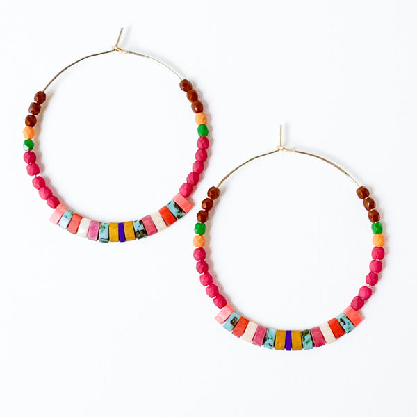 Big Colorful Tila Bead Hoop Earrings Miyuki Beads Hoops