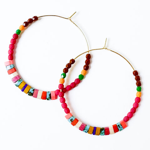 Big Colorful Tila Bead Hoop Earrings Miyuki Beads Hoops