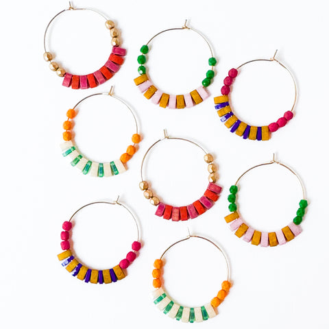 Boho Medium Gold Filled Hoops with Miyuki Tila Beads