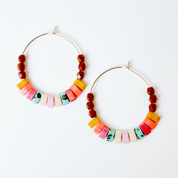 Autumn Gold Filled Hoops with Miyuki Tila Beads