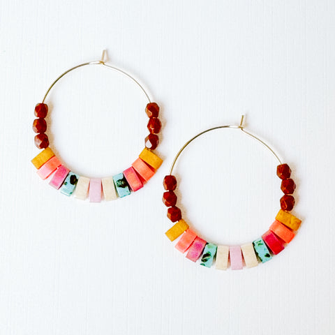 Autumn Gold Filled Hoops with Miyuki Tila Beads