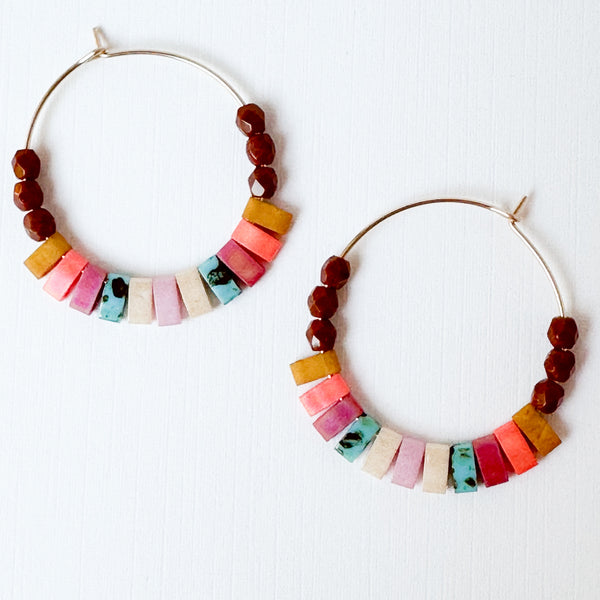Autumn Gold Filled Hoops with Miyuki Tila Beads