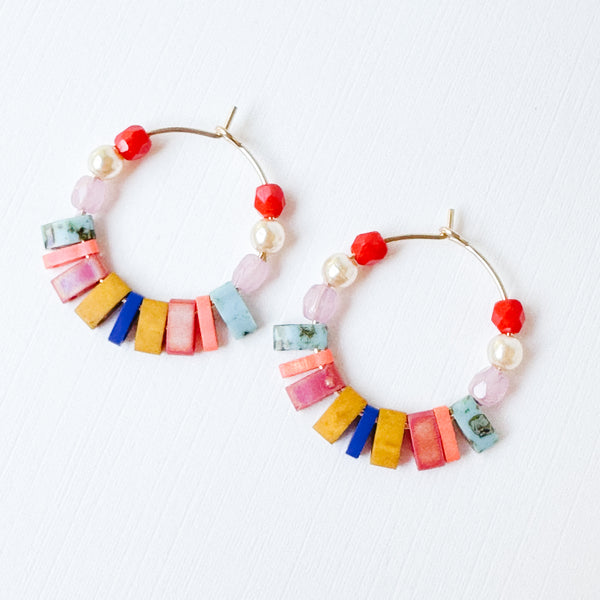 Small Boho Gold Filled Hoops with Miyuki Tila Beads