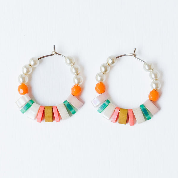 Small Boho Gold Filled Hoops with Miyuki Tila Beads