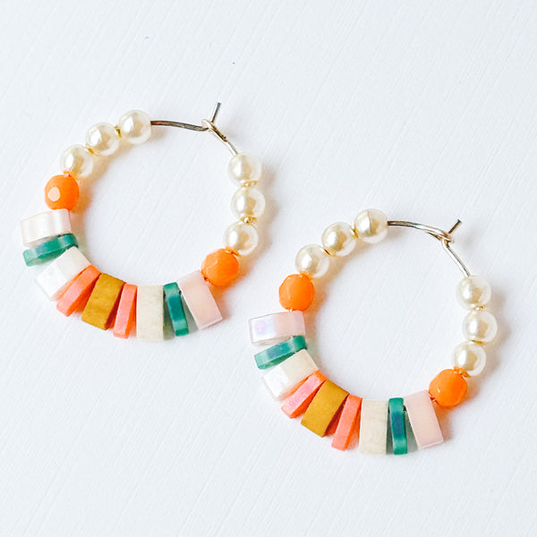 Small Boho Gold Filled Hoops with Miyuki Tila Beads