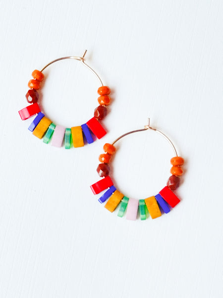 Small Boho Gold Filled Hoops with Miyuki Tila Beads