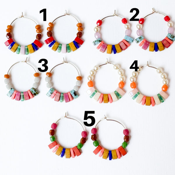 Small Boho Gold Filled Hoops with Miyuki Tila Beads