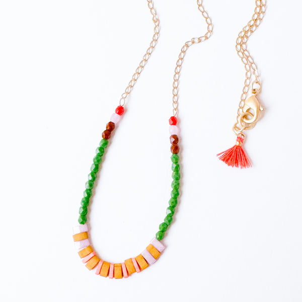 24K Gold Plated Tila Bead Necklace – Colorful Miyuki Beads