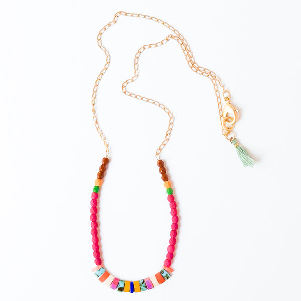 24K Gold Plated Tila Bead Necklace – Colorful Miyuki Beads