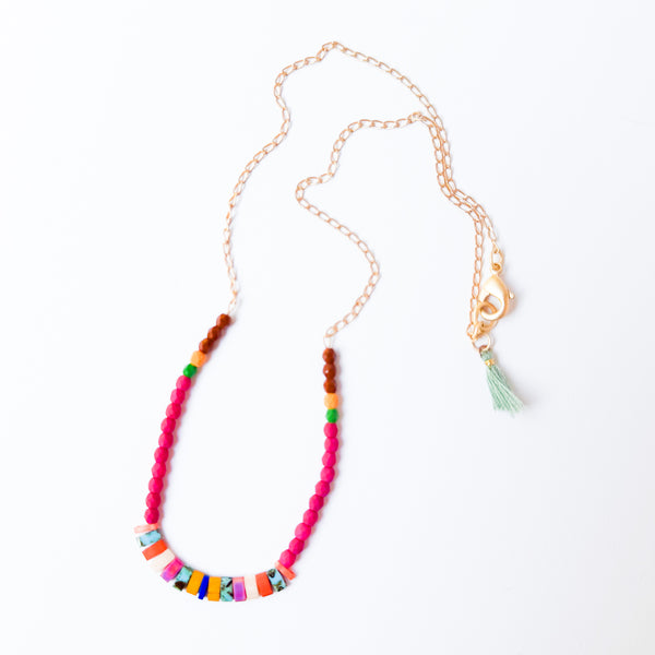 24K Gold Plated Tila Bead Necklace – Colorful Miyuki Beads