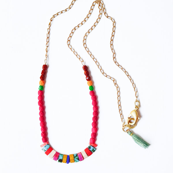 24K Gold Plated Tila Bead Necklace – Colorful Miyuki Beads
