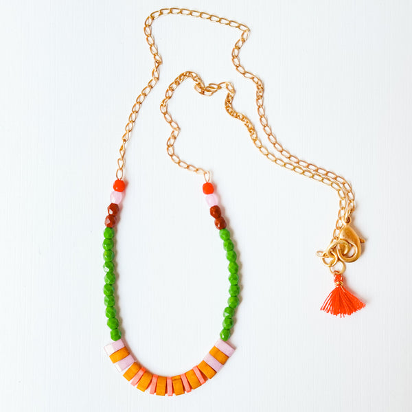 24K Gold Plated Tila Bead Necklace – Colorful Miyuki Beads