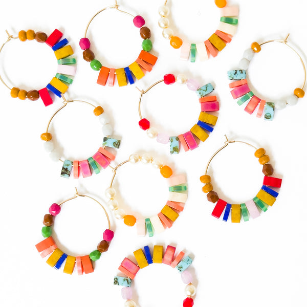 Small Boho Gold Filled Hoops with Miyuki Tila Beads