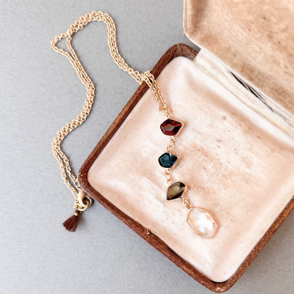 Autumn Faceted Glass Pendant Necklace