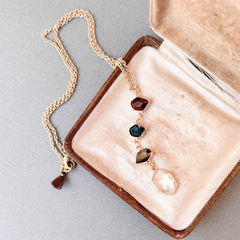 Autumn Faceted Glass Pendant Necklace