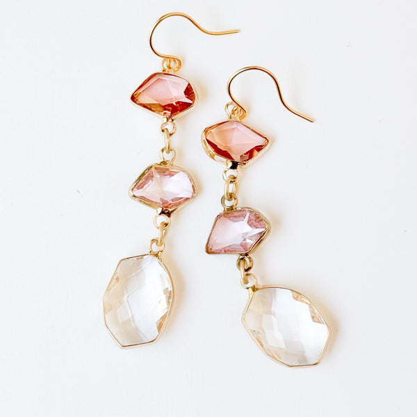 Colorful Faceted Glass Statement Earrings