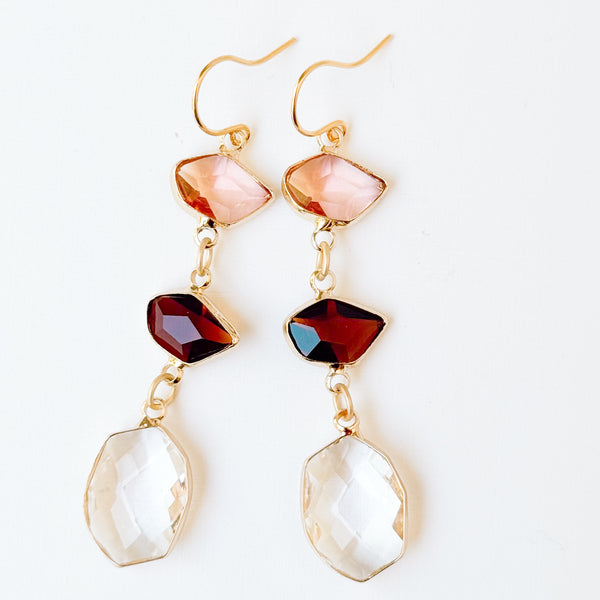 Colorful Faceted Glass Statement Earrings
