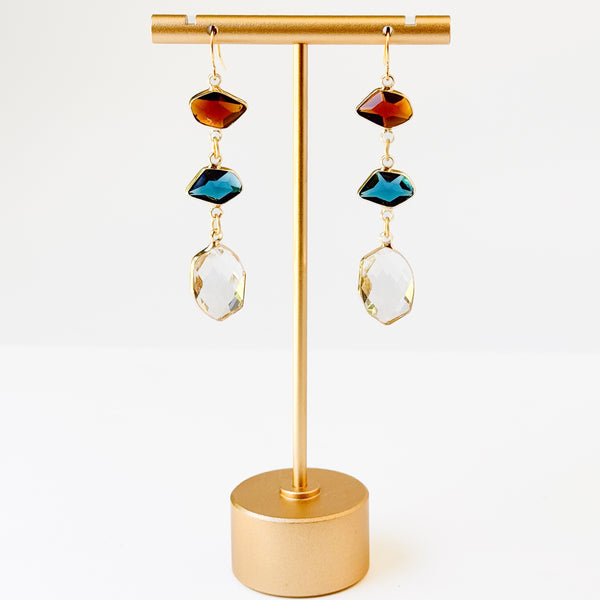 Colorful Faceted Glass Statement Earrings