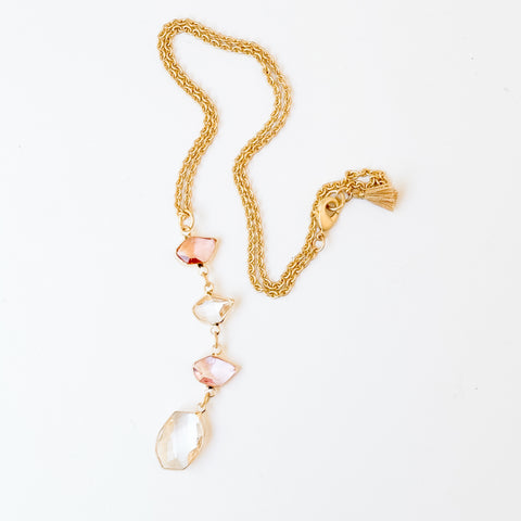 Romantic Pink Faceted Glass Pendant Necklace