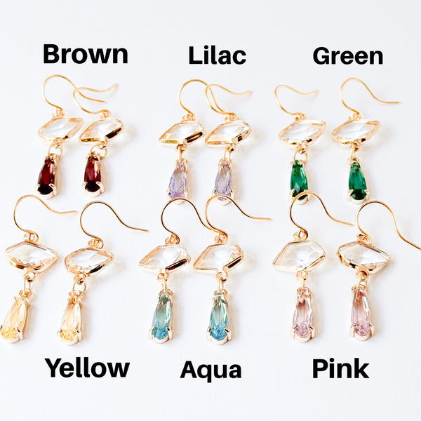 Dainty Petite Faceted Glass Drop Earrings