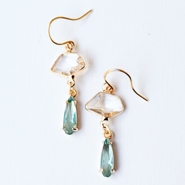 Dainty Petite Faceted Glass Drop Earrings