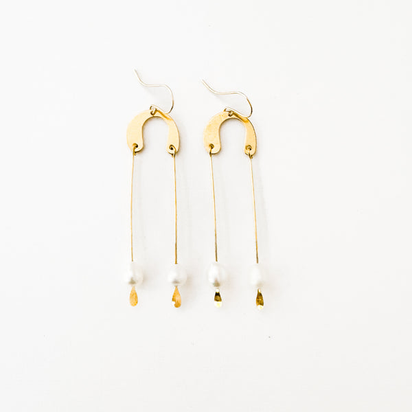 Handmade Long Modern Pearl Earrings
