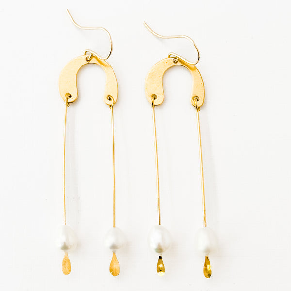Handmade Long Modern Pearl Earrings