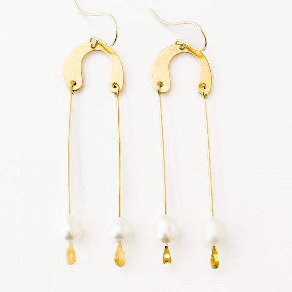 Handmade Long Modern Pearl Earrings