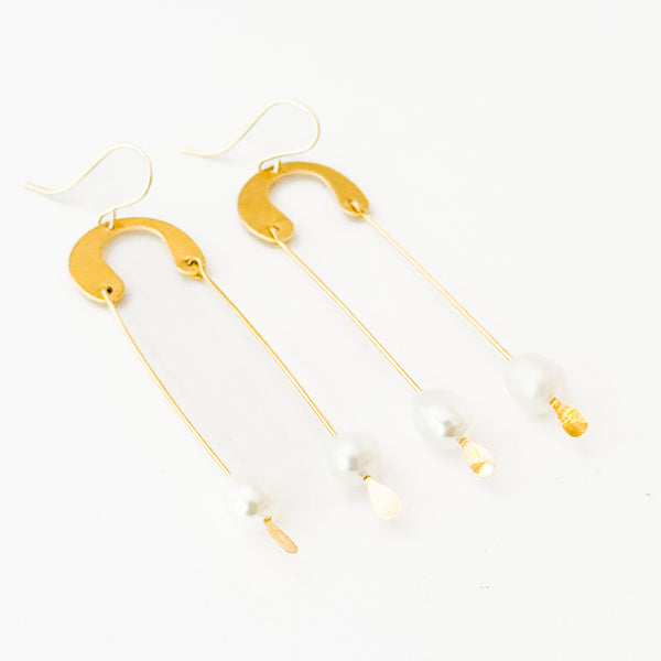 Handmade Long Modern Pearl Earrings