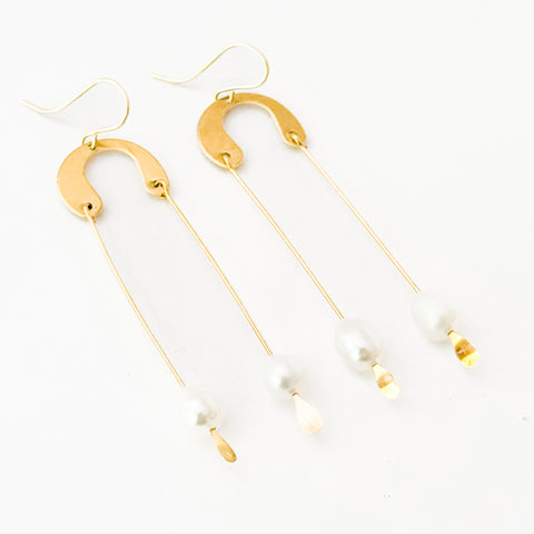Handmade Long Modern Pearl Earrings