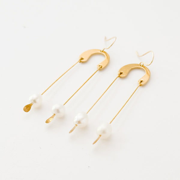Handmade Long Modern Pearl Earrings