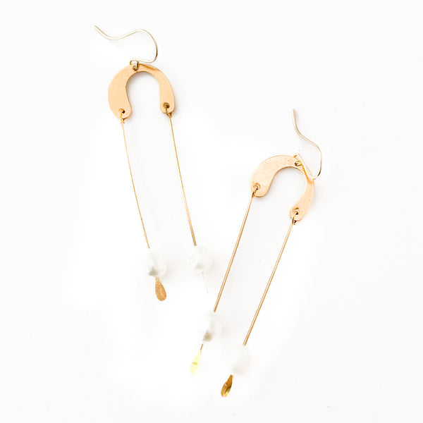 Handmade Long Modern Pearl Earrings