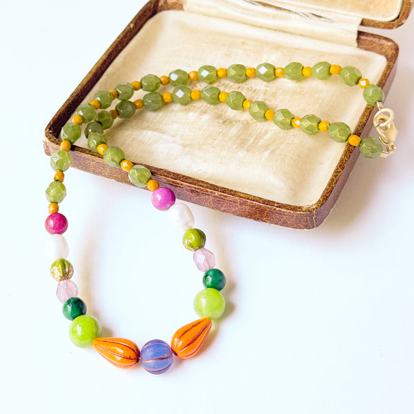 Early Fall Colorful Beaded Statement Necklace | Boho Jewelry