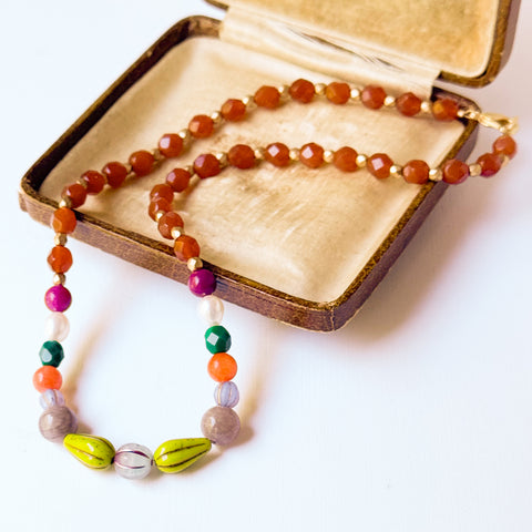 Colorful Fall Beaded Necklace | Freshwater Pearl Statement