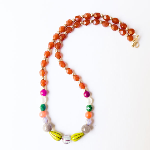 Colorful Fall Beaded Necklace | Freshwater Pearl Statement