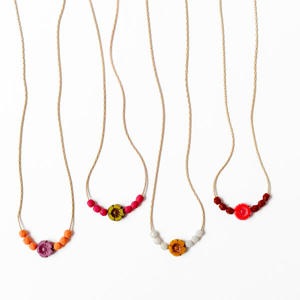Tiny Beaded Flower Necklace – Handmade Fall Jewelry