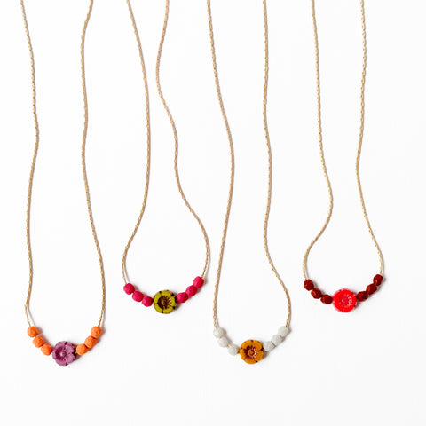 Tiny Beaded Flower Necklace – Handmade Fall Jewelry