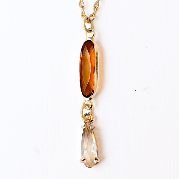 Dainty Faceted Glass Pendant Necklace with Tassel