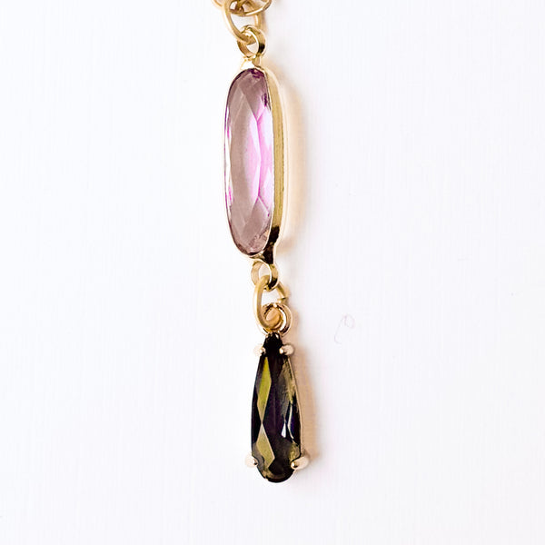 Dainty Faceted Glass Pendant Necklace with Tassel