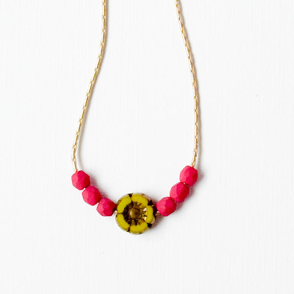 Tiny Beaded Flower Necklace – Handmade Fall Jewelry