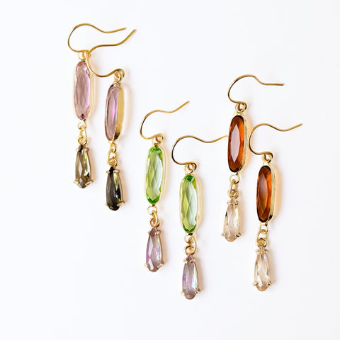Colorful Faceted Glass Drop Earrings – Dainty Dangle Earrings