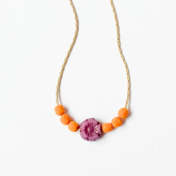 Tiny Beaded Flower Necklace – Handmade Fall Jewelry
