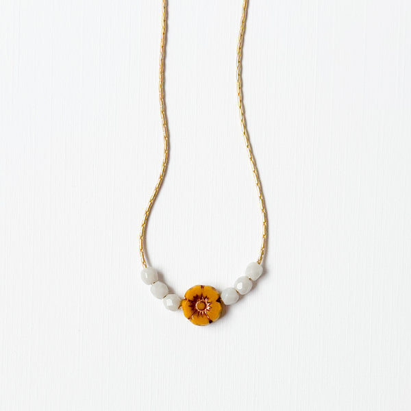 Tiny Beaded Flower Necklace – Handmade Fall Jewelry