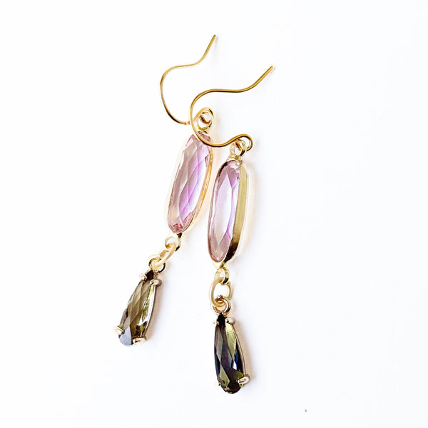 Colorful Faceted Glass Drop Earrings – Dainty Dangle Earrings