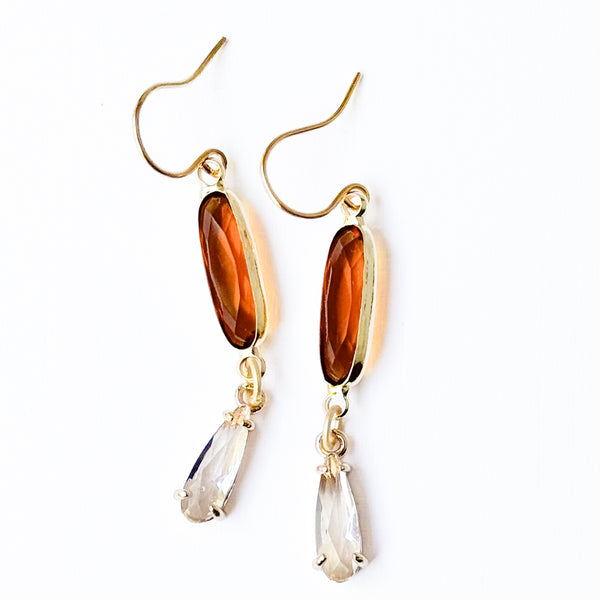 Colorful Faceted Glass Drop Earrings – Dainty Dangle Earrings