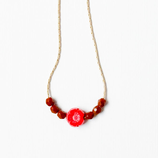 Tiny Beaded Flower Necklace – Handmade Fall Jewelry